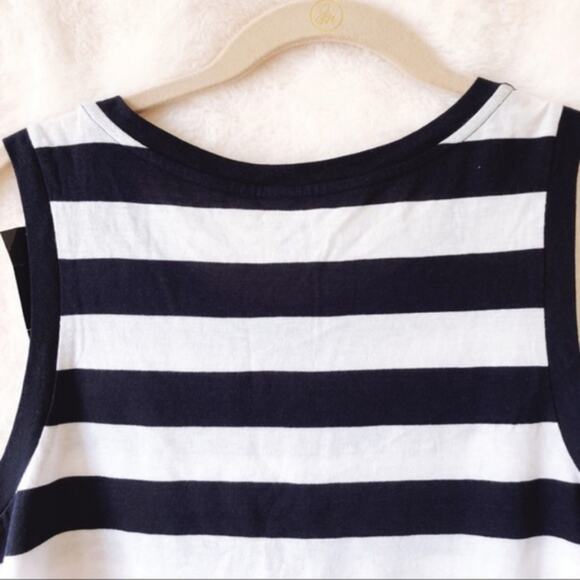 Express Embellished Blue Collar Striped Crop Top - Picture 6 of 6
